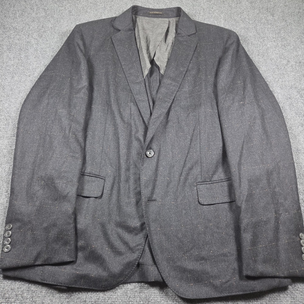 J Hilburn Men's 45R Vitale Barberis Canonico Unstructured Blazer Windowpane Wool